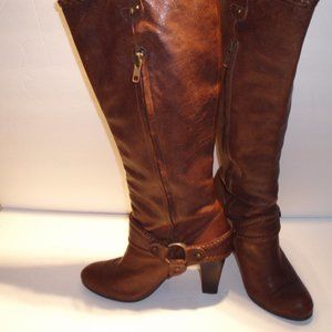 Frye Brown Leather Harness *Vicki Tall Boots- 8 M